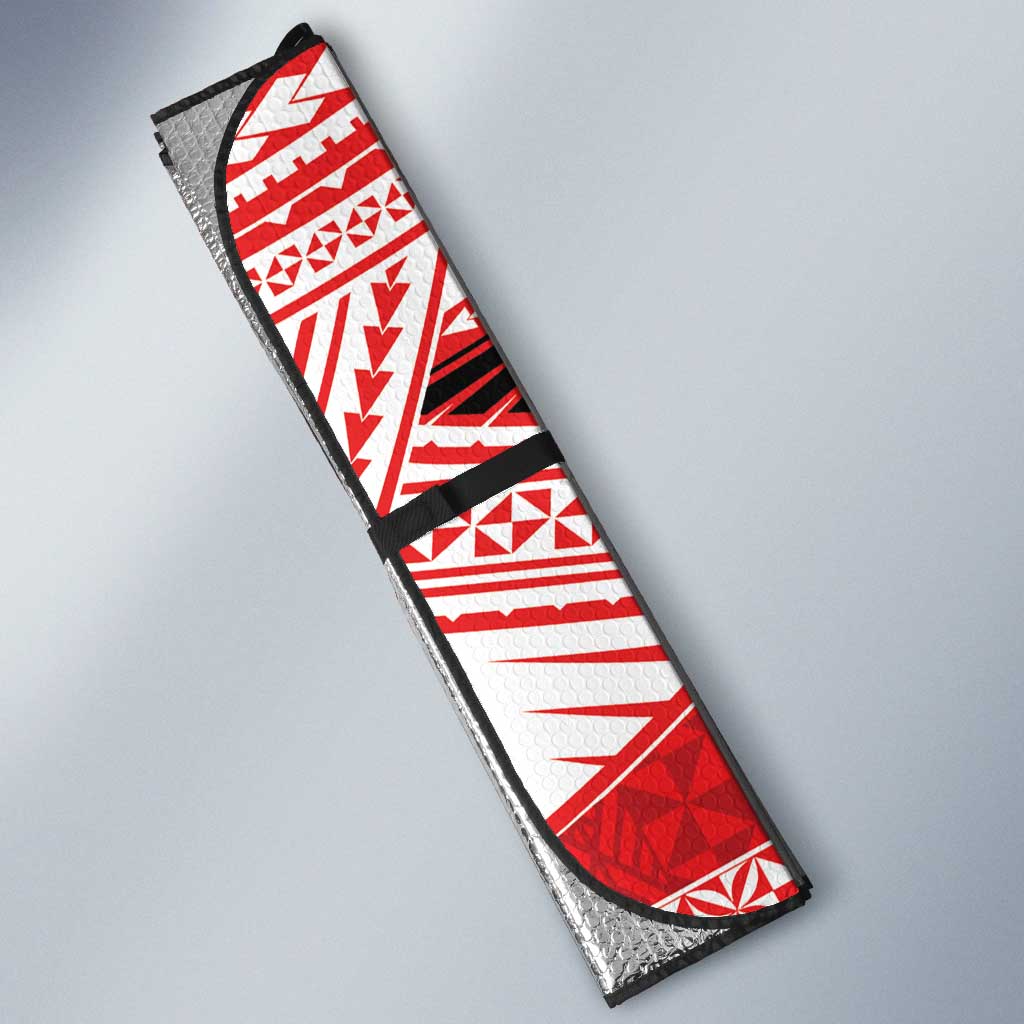 Personalised Kolisi Tonga College Atele Auto Sun Shade Polynesian Ngatu Tribal - Polynesian Pride