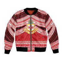 Personalised Kolisi Tonga College Atele Bomber Jacket Polynesian Ngatu Tribal