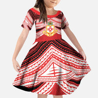 Personalised Kolisi Tonga College Atele Family Matching Mermaid Dress and Hawaiian Shirt Polynesian Ngatu Tribal LT9 Daughter's Dress Red - Polynesian Pride
