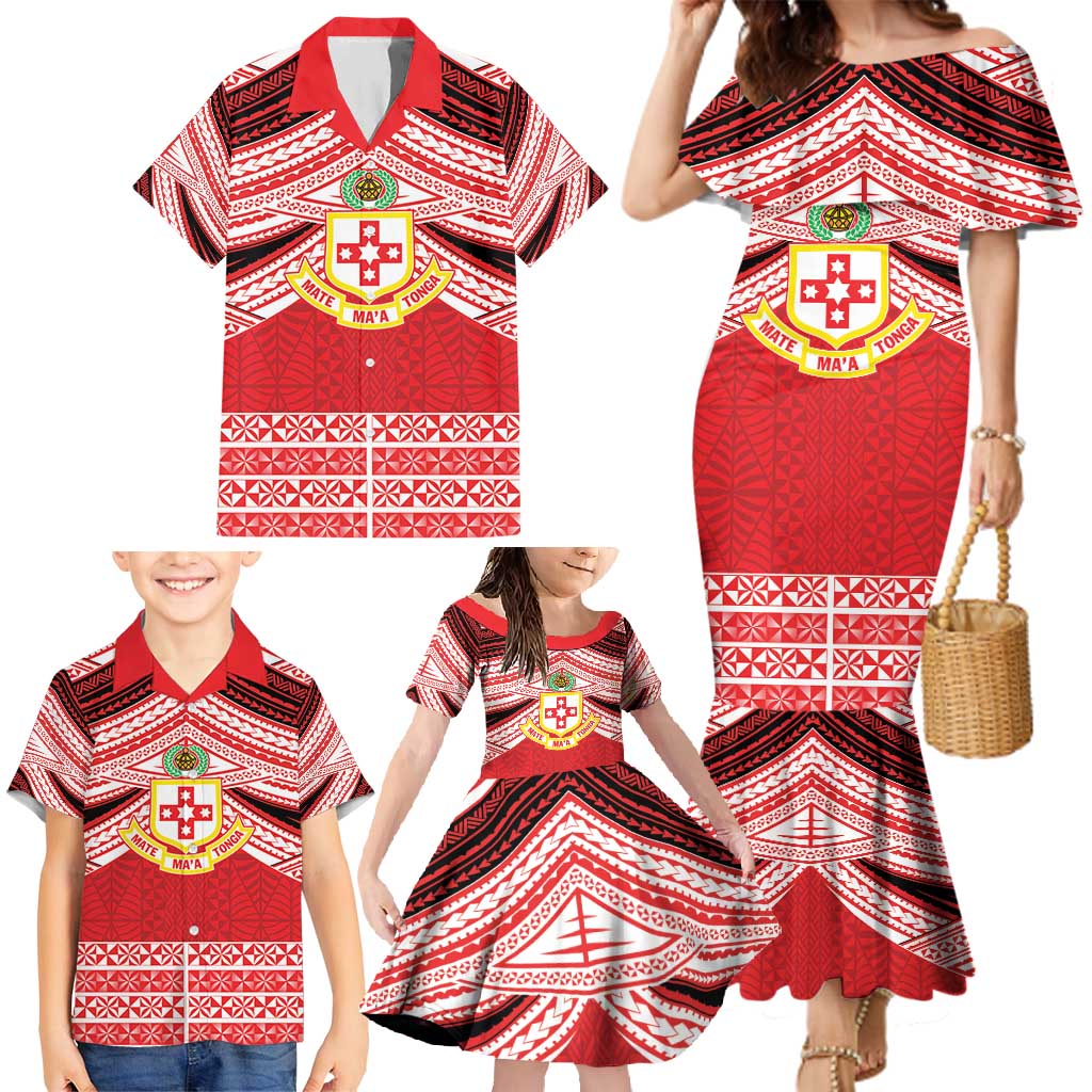 Personalised Kolisi Tonga College Atele Family Matching Mermaid Dress and Hawaiian Shirt Polynesian Ngatu Tribal LT9 - Polynesian Pride