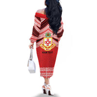 Personalised Kolisi Tonga College Atele Family Matching Off The Shoulder Long Sleeve Dress and Hawaiian Shirt Polynesian Ngatu Tribal LT9 - Polynesian Pride