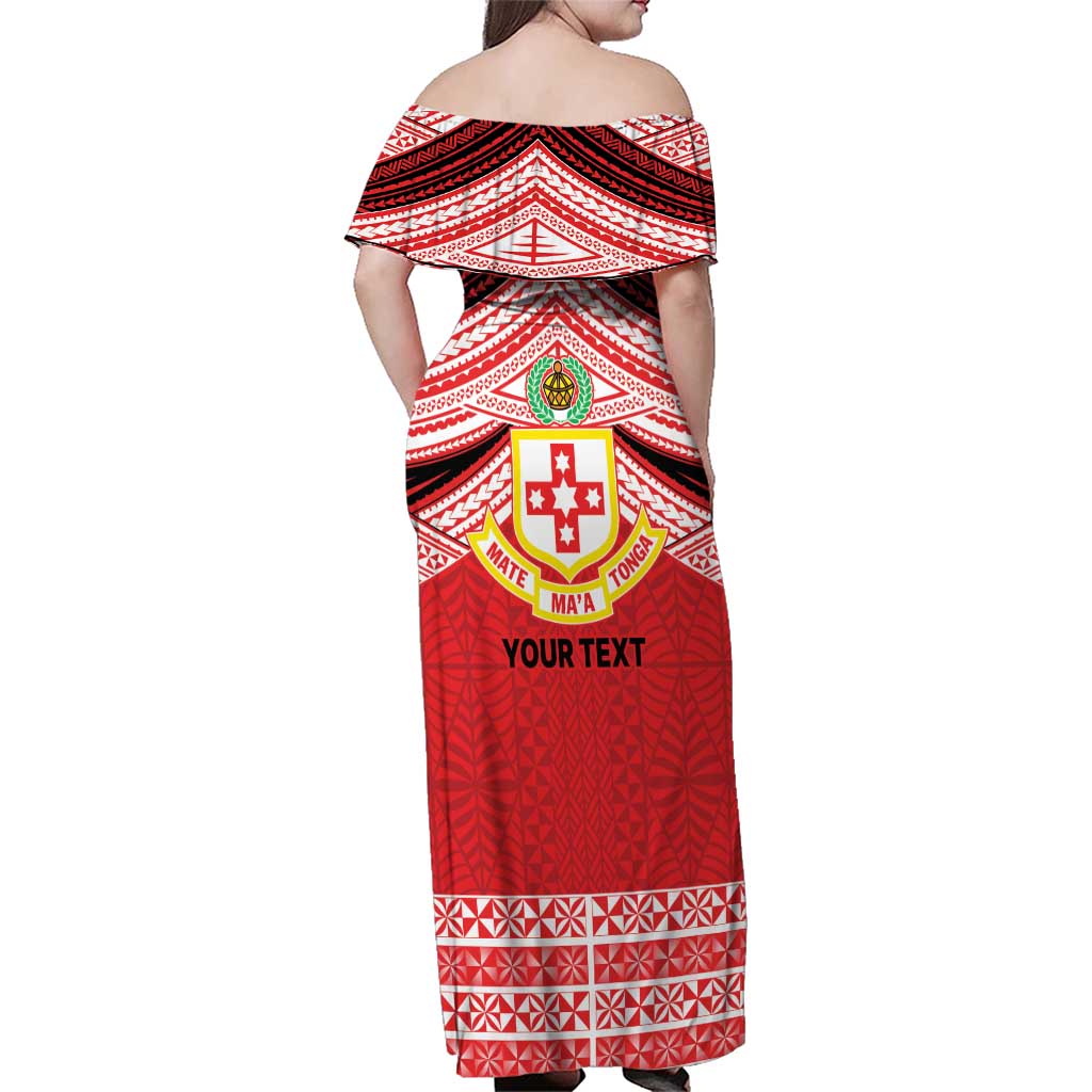 Personalised Kolisi Tonga College Atele Family Matching Off Shoulder Maxi Dress and Hawaiian Shirt Polynesian Ngatu Tribal LT9 - Polynesian Pride
