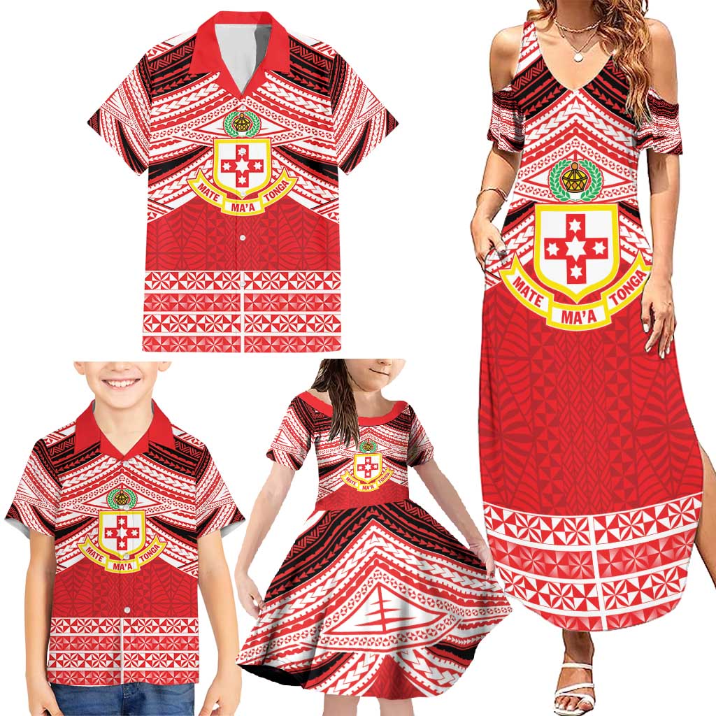 Personalised Kolisi Tonga College Atele Family Matching Summer Maxi Dress and Hawaiian Shirt Polynesian Ngatu Tribal LT9 - Polynesian Pride
