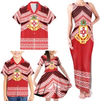 Personalised Kolisi Tonga College Atele Family Matching Tank Maxi Dress and Hawaiian Shirt Polynesian Ngatu Tribal