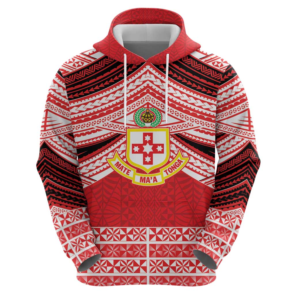 Personalised Kolisi Tonga College Atele Hoodie Polynesian Ngatu Tribal