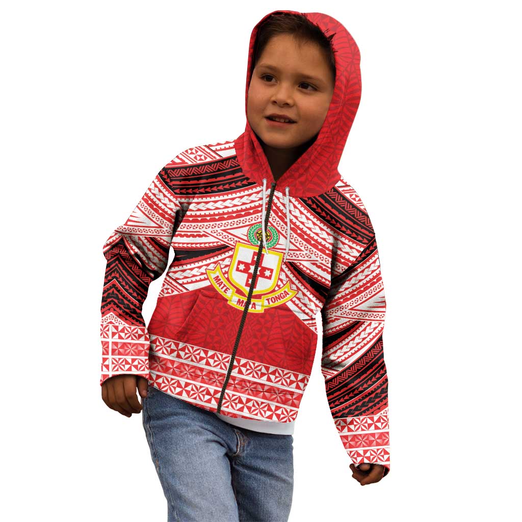 Personalised Kolisi Tonga College Atele Kid Hoodie Polynesian Ngatu Tribal