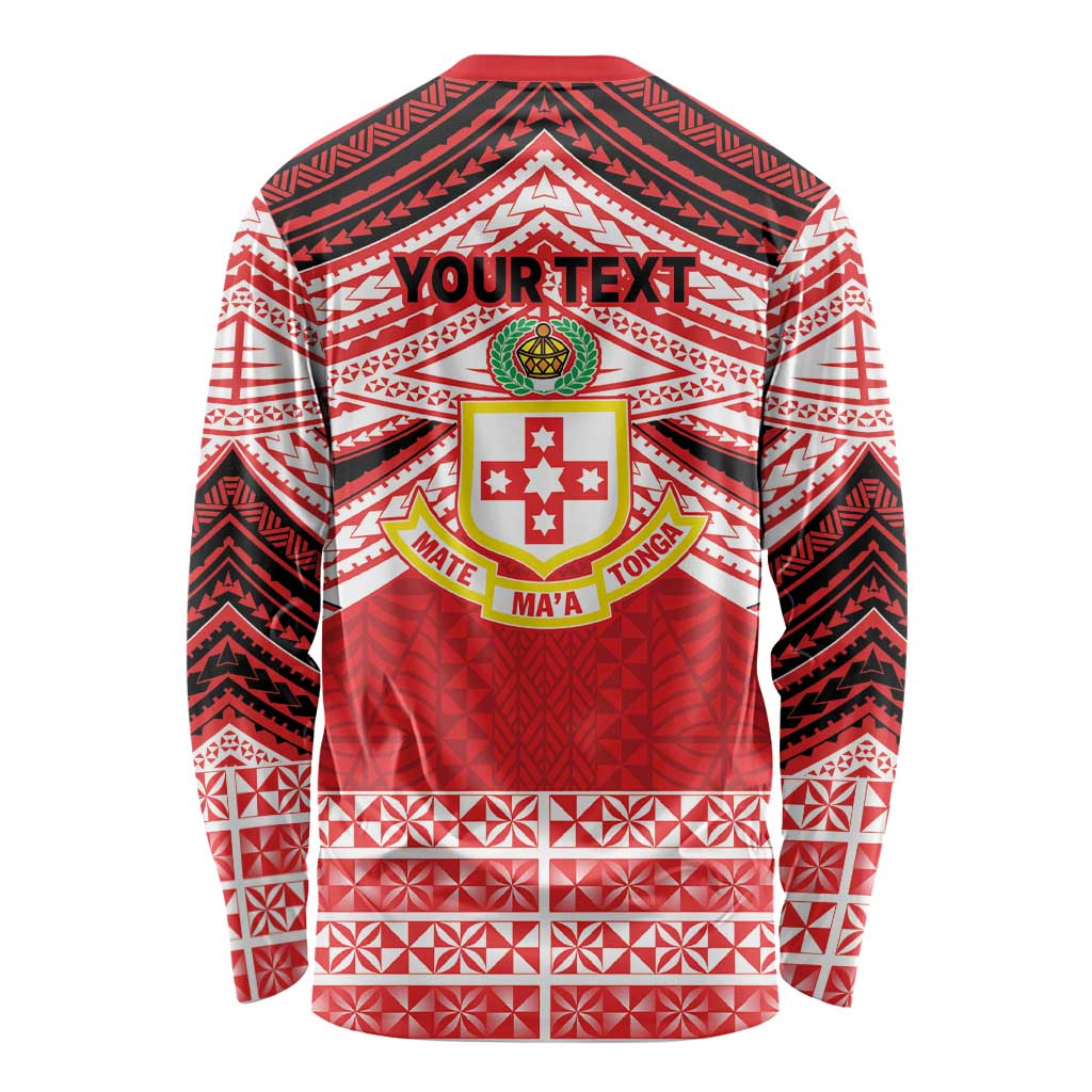 Personalised Kolisi Tonga College Atele Long Sleeve Shirt Polynesian Ngatu Tribal
