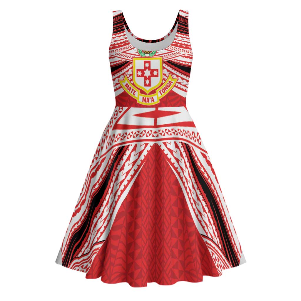 Personalised Kolisi Tonga College Atele Midi Dress Polynesian Ngatu Tribal - Polynesian Pride