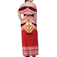 Personalised Kolisi Tonga College Atele Off Shoulder Maxi Dress Polynesian Ngatu Tribal