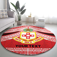 Personalised Kolisi Tonga College Atele Round Carpet Polynesian Ngatu Tribal