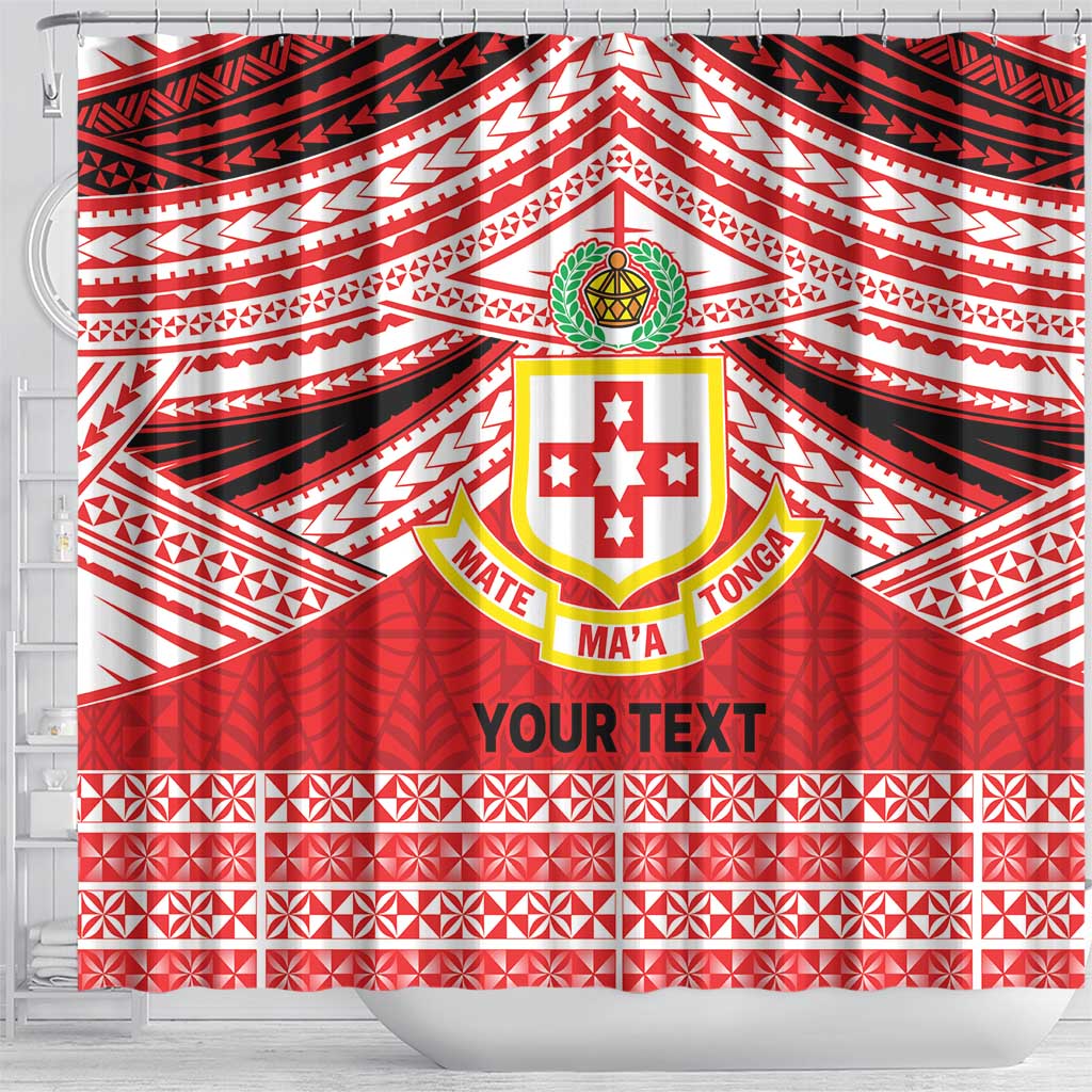 Personalised Kolisi Tonga College Atele Shower Curtain Polynesian Ngatu Tribal