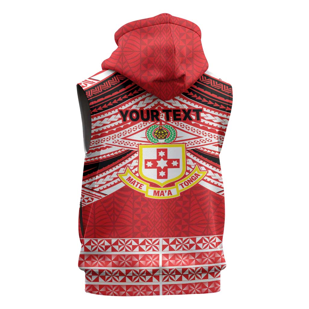 Personalised Kolisi Tonga College Atele Sleeveless Hoodie Polynesian Ngatu Tribal - Polynesian Pride