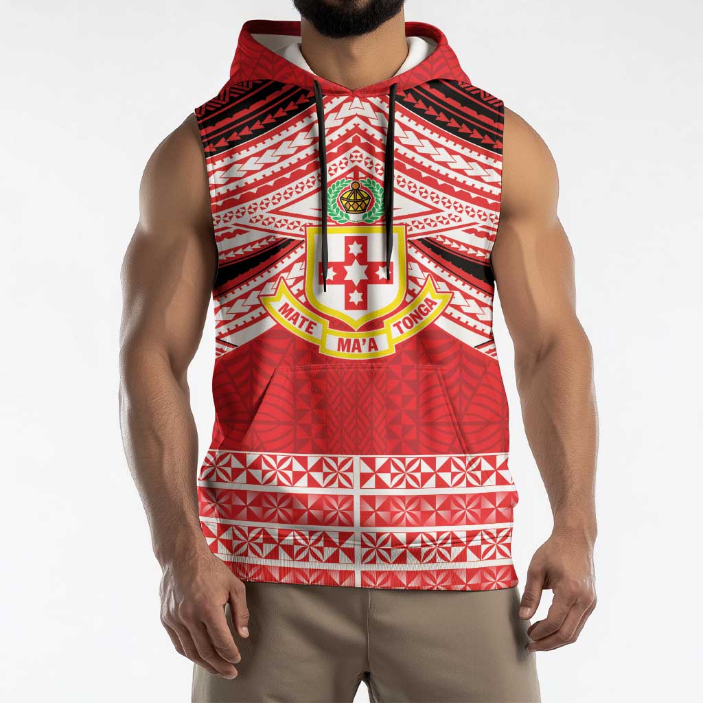 Personalised Kolisi Tonga College Atele Sleeveless Hoodie Polynesian Ngatu Tribal - Polynesian Pride