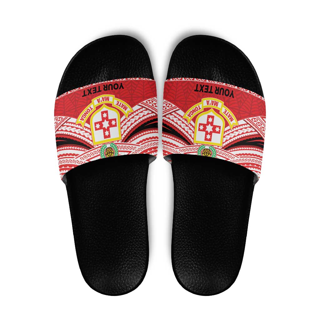 Personalised Kolisi Tonga College Atele Slide Sandals Polynesian Ngatu Tribal - Polynesian Pride
