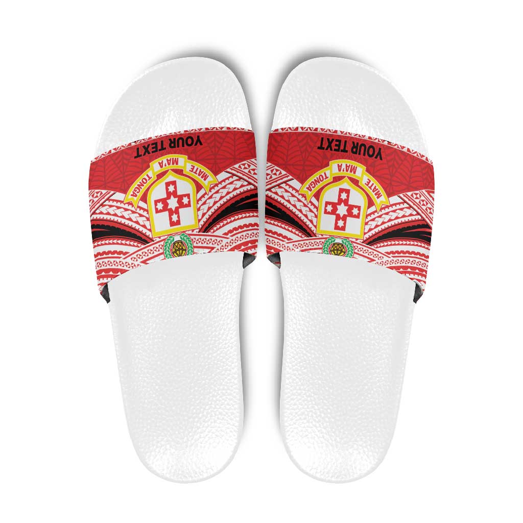 Personalised Kolisi Tonga College Atele Slide Sandals Polynesian Ngatu Tribal - Polynesian Pride