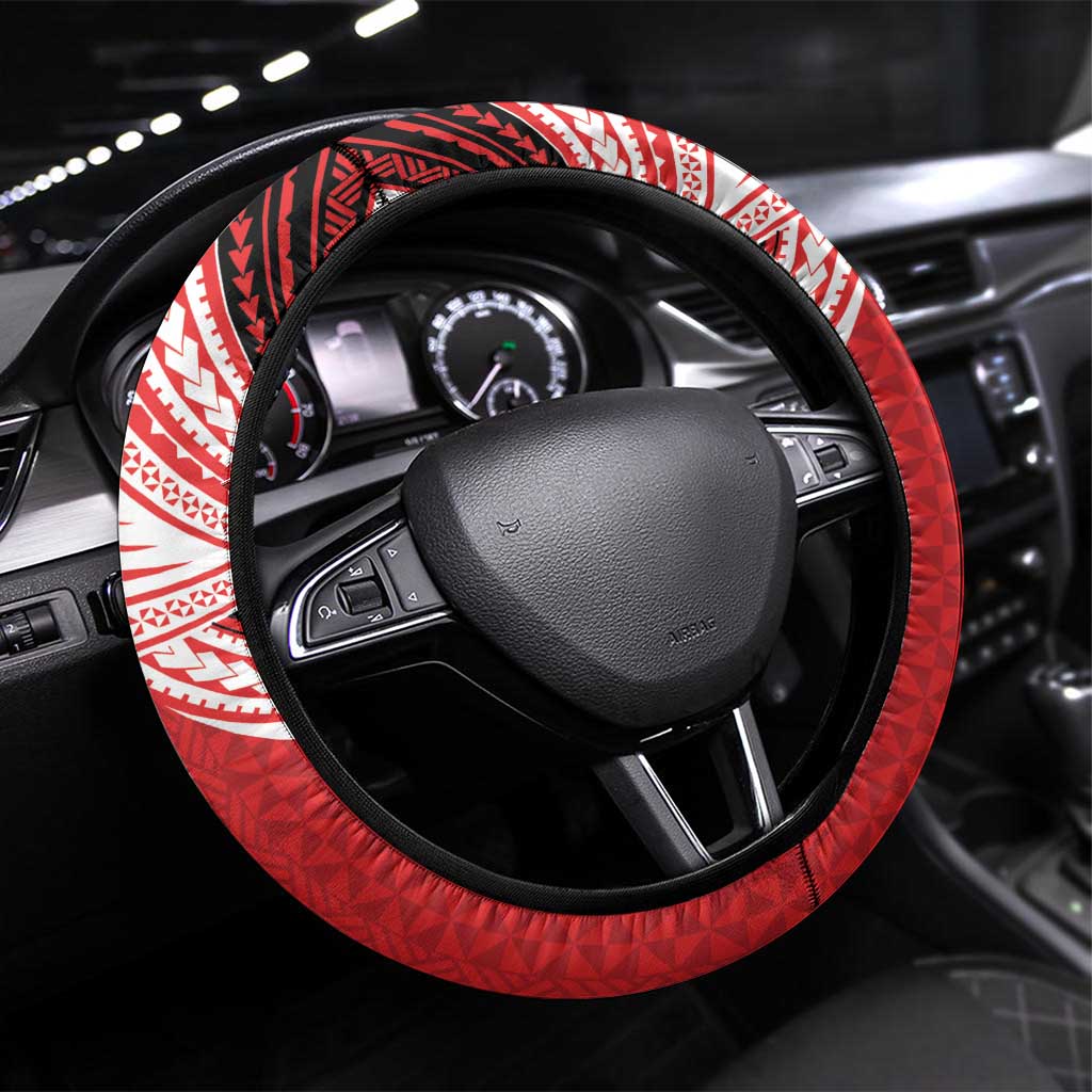 Kolisi Tonga College Atele Steering Wheel Cover Polynesian Ngatu Tribal