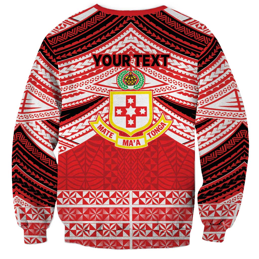 Personalised Kolisi Tonga College Atele Sweatshirt Polynesian Ngatu Tribal
