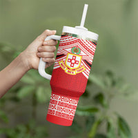 Personalised Kolisi Tonga College Atele Tumbler With Handle Polynesian Ngatu Tribal