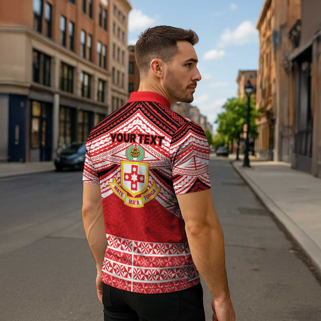 Personalised Kolisi Tonga College Atele Zipper Polo Shirt Polynesian Ngatu Tribal - Polynesian Pride