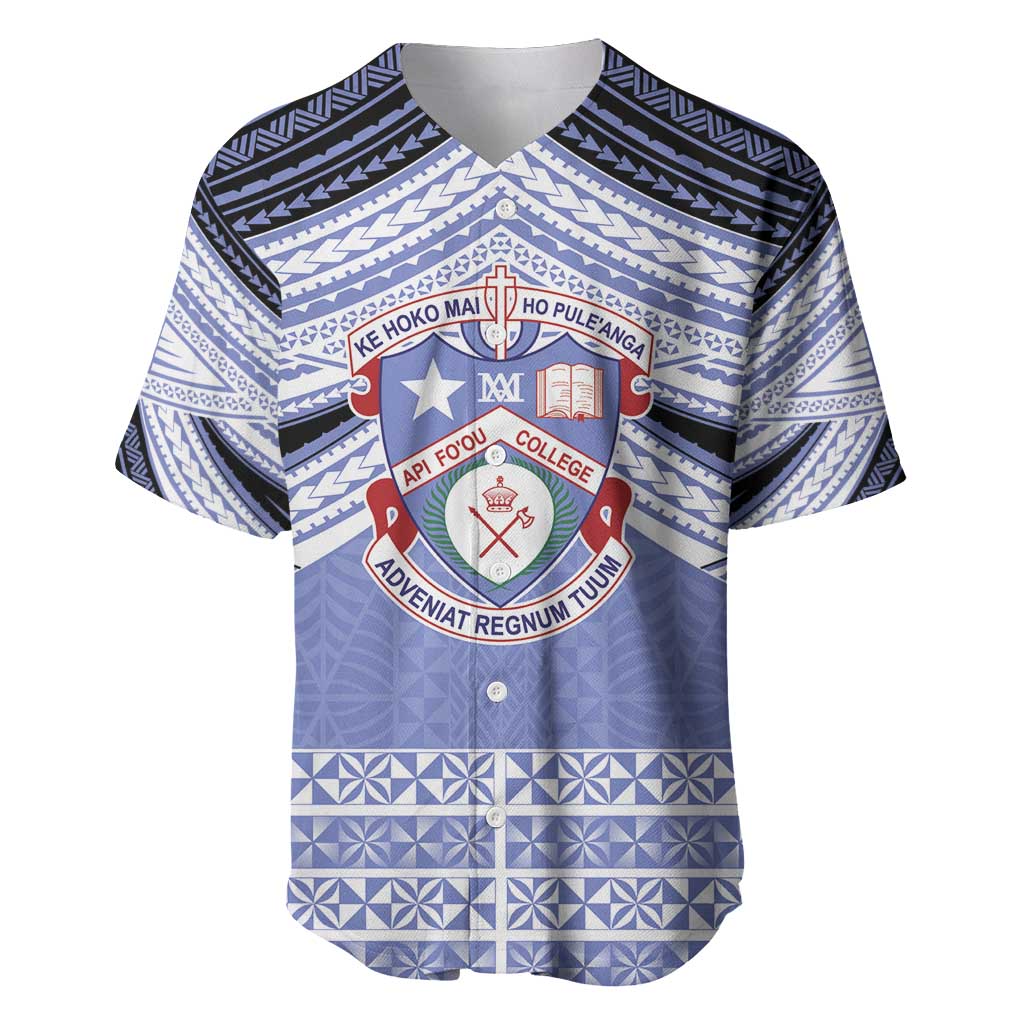 Personalised Tonga Apifoou College Baseball Jersey Polynesian Ngatu Tribal