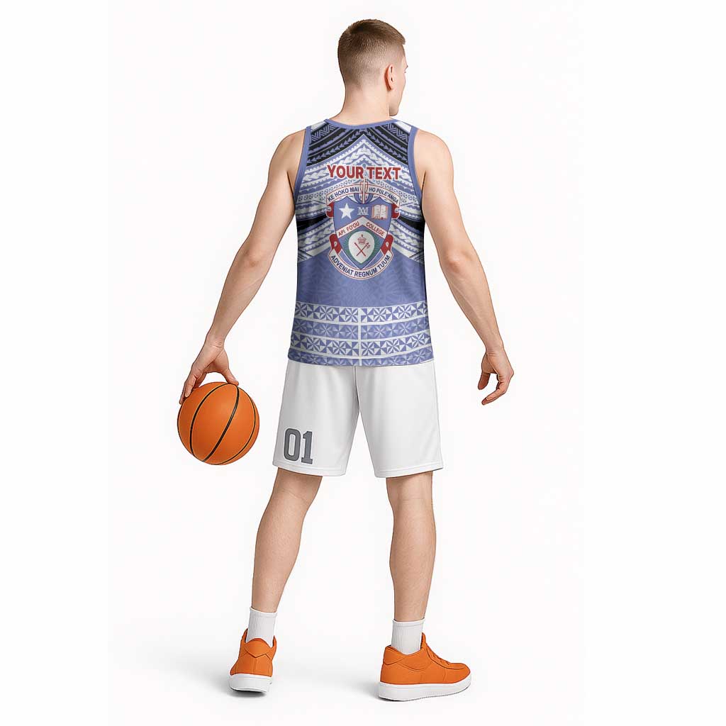 Personalised Tonga Apifoou College Basketball Jersey Polynesian Ngatu Tribal - Polynesian Pride