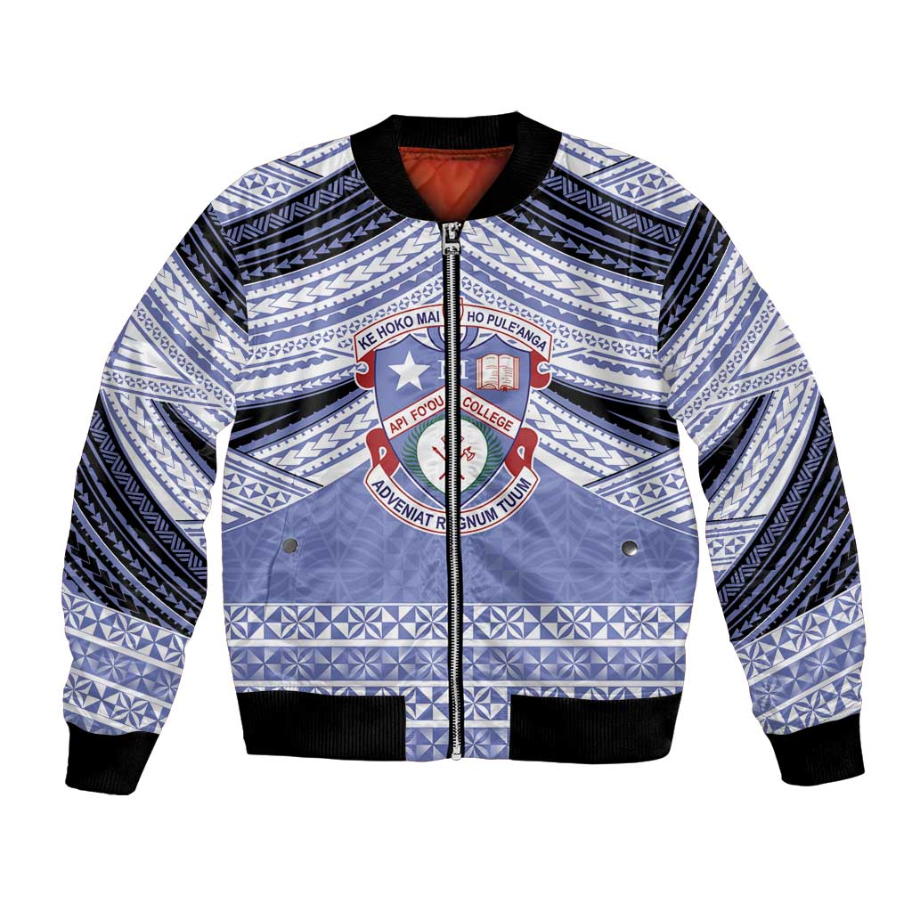Personalised Tonga Apifoou College Bomber Jacket Polynesian Ngatu Tribal