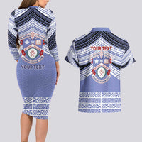 Personalised Tonga Apifoou College Couples Matching Long Sleeve Bodycon Dress and Hawaiian Shirt Polynesian Ngatu Tribal LT9 - Polynesian Pride