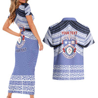 Personalised Tonga Apifoou College Couples Matching Short Sleeve Bodycon Dress and Hawaiian Shirt Polynesian Ngatu Tribal LT9 - Polynesian Pride