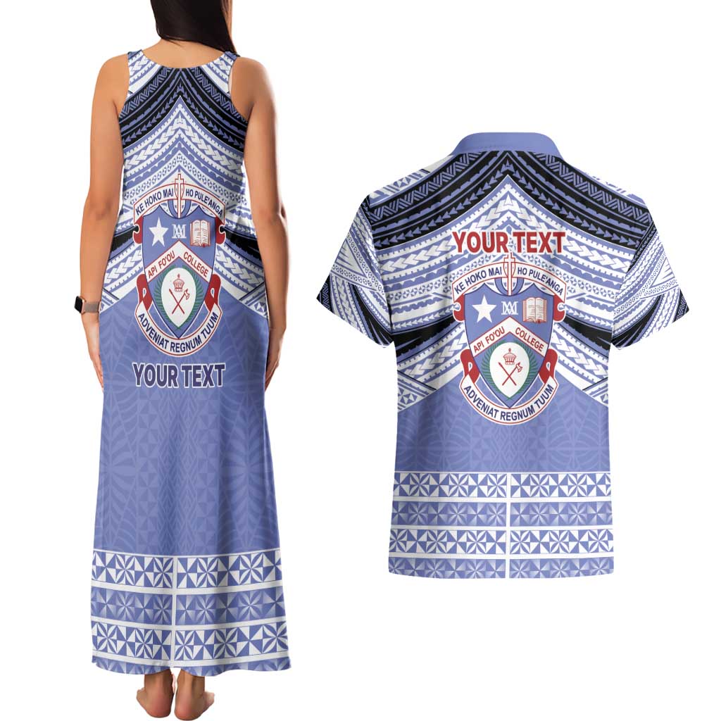 Personalised Tonga Apifoou College Couples Matching Tank Maxi Dress and Hawaiian Shirt Polynesian Ngatu Tribal LT9 - Polynesian Pride