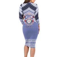 Personalised Tonga Apifoou College Family Matching Long Sleeve Bodycon Dress and Hawaiian Shirt Polynesian Ngatu Tribal LT9 - Polynesian Pride