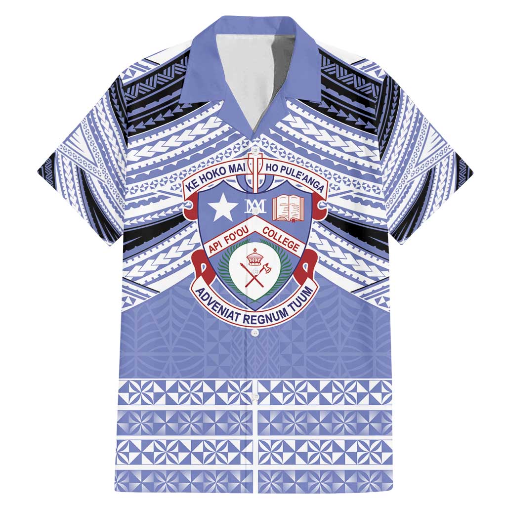 Personalised Tonga Apifoou College Family Matching Mermaid Dress and Hawaiian Shirt Polynesian Ngatu Tribal LT9 Dad's Shirt - Short Sleeve Blue - Polynesian Pride