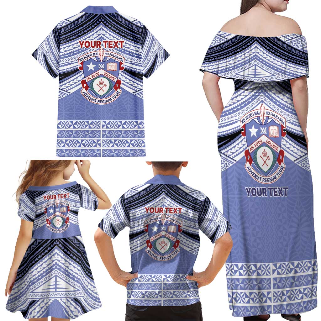 Personalised Tonga Apifoou College Family Matching Off Shoulder Maxi Dress and Hawaiian Shirt Polynesian Ngatu Tribal LT9 - Polynesian Pride