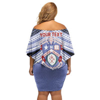 Personalised Tonga Apifoou College Family Matching Off Shoulder Short Dress and Hawaiian Shirt Polynesian Ngatu Tribal LT9 - Polynesian Pride