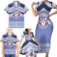 Personalised Tonga Apifoou College Family Matching Short Sleeve Bodycon Dress and Hawaiian Shirt Polynesian Ngatu Tribal LT9 - Polynesian Pride