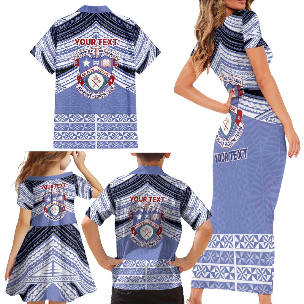 Personalised Tonga Apifoou College Family Matching Short Sleeve Bodycon Dress and Hawaiian Shirt Polynesian Ngatu Tribal LT9 - Polynesian Pride