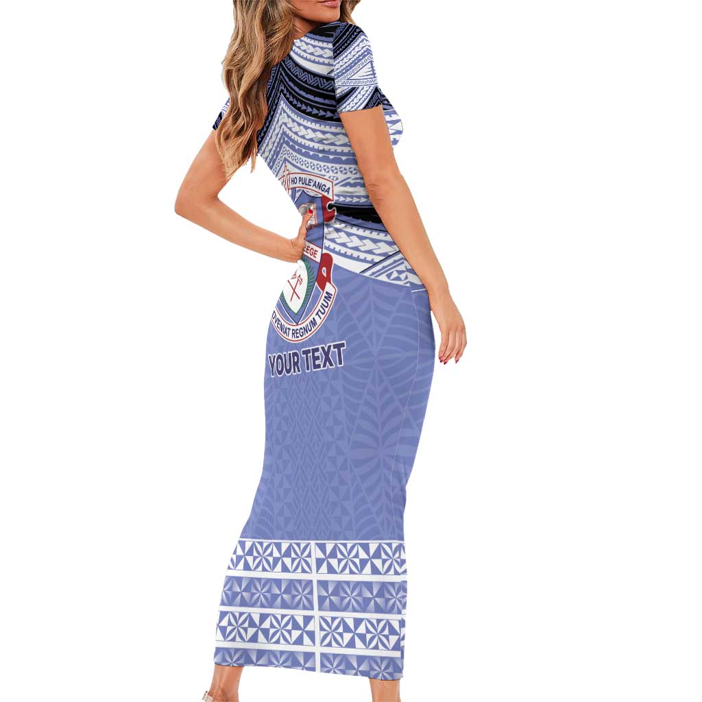 Personalised Tonga Apifoou College Family Matching Short Sleeve Bodycon Dress and Hawaiian Shirt Polynesian Ngatu Tribal LT9 - Polynesian Pride