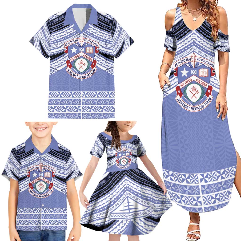Personalised Tonga Apifoou College Family Matching Summer Maxi Dress and Hawaiian Shirt Polynesian Ngatu Tribal LT9 - Polynesian Pride