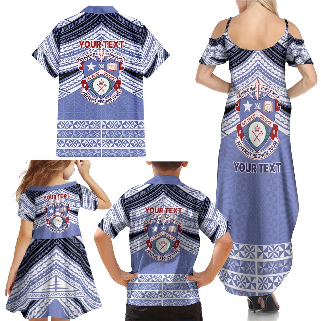 Personalised Tonga Apifoou College Family Matching Summer Maxi Dress and Hawaiian Shirt Polynesian Ngatu Tribal LT9 - Polynesian Pride
