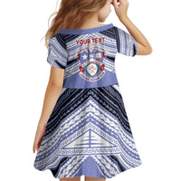 Personalised Tonga Apifoou College Kid Short Sleeve Dress Polynesian Ngatu Tribal