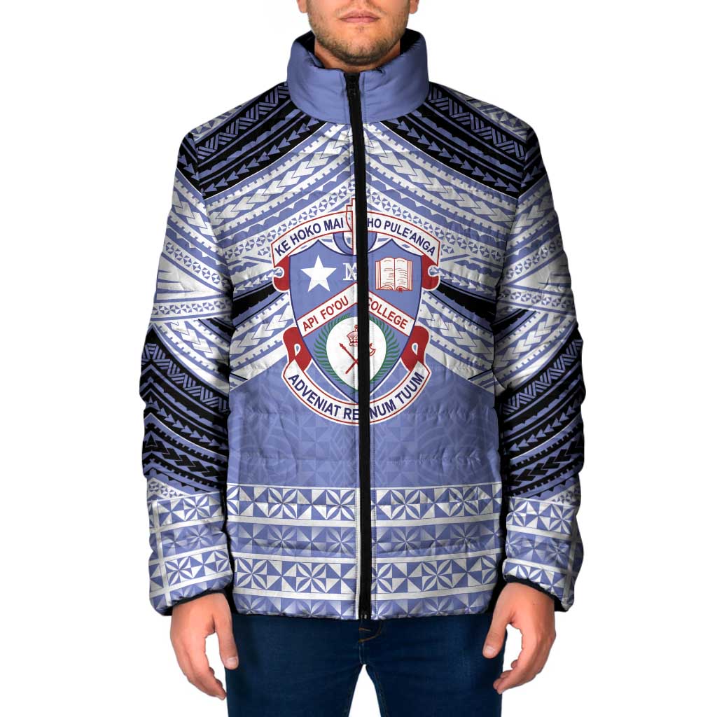 Personalised Tonga Apifoou College Padded Jacket Polynesian Ngatu Tribal - Polynesian Pride