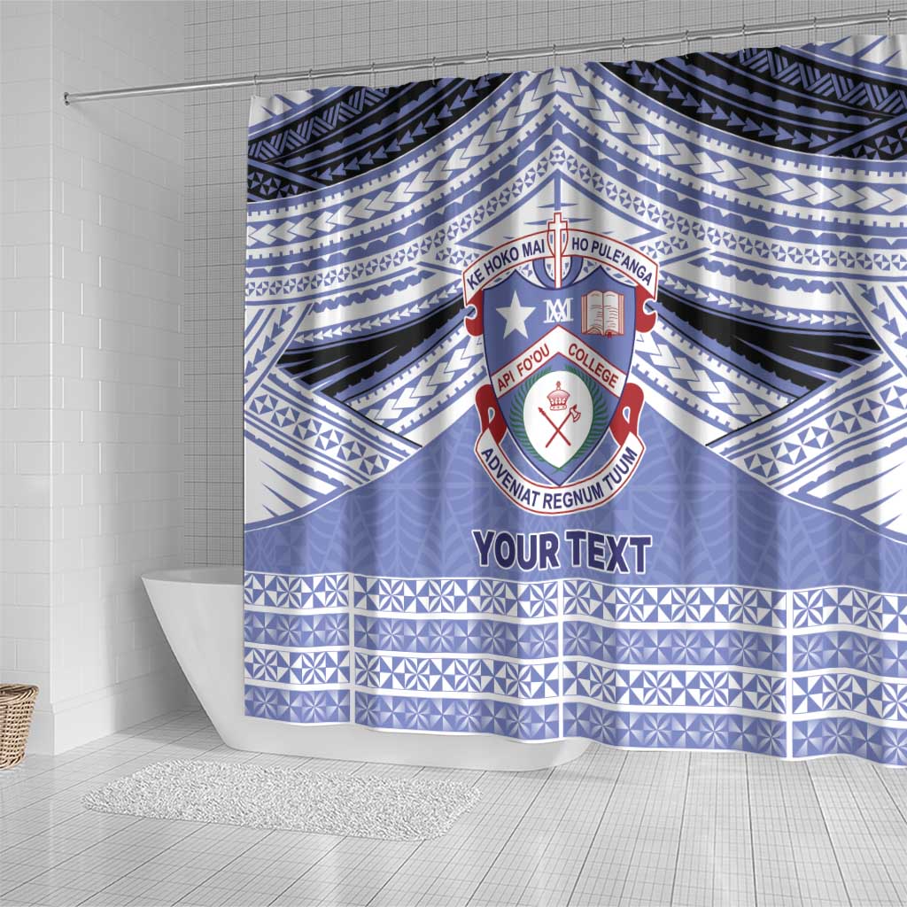 Personalised Tonga Apifoou College Shower Curtain Polynesian Ngatu Tribal