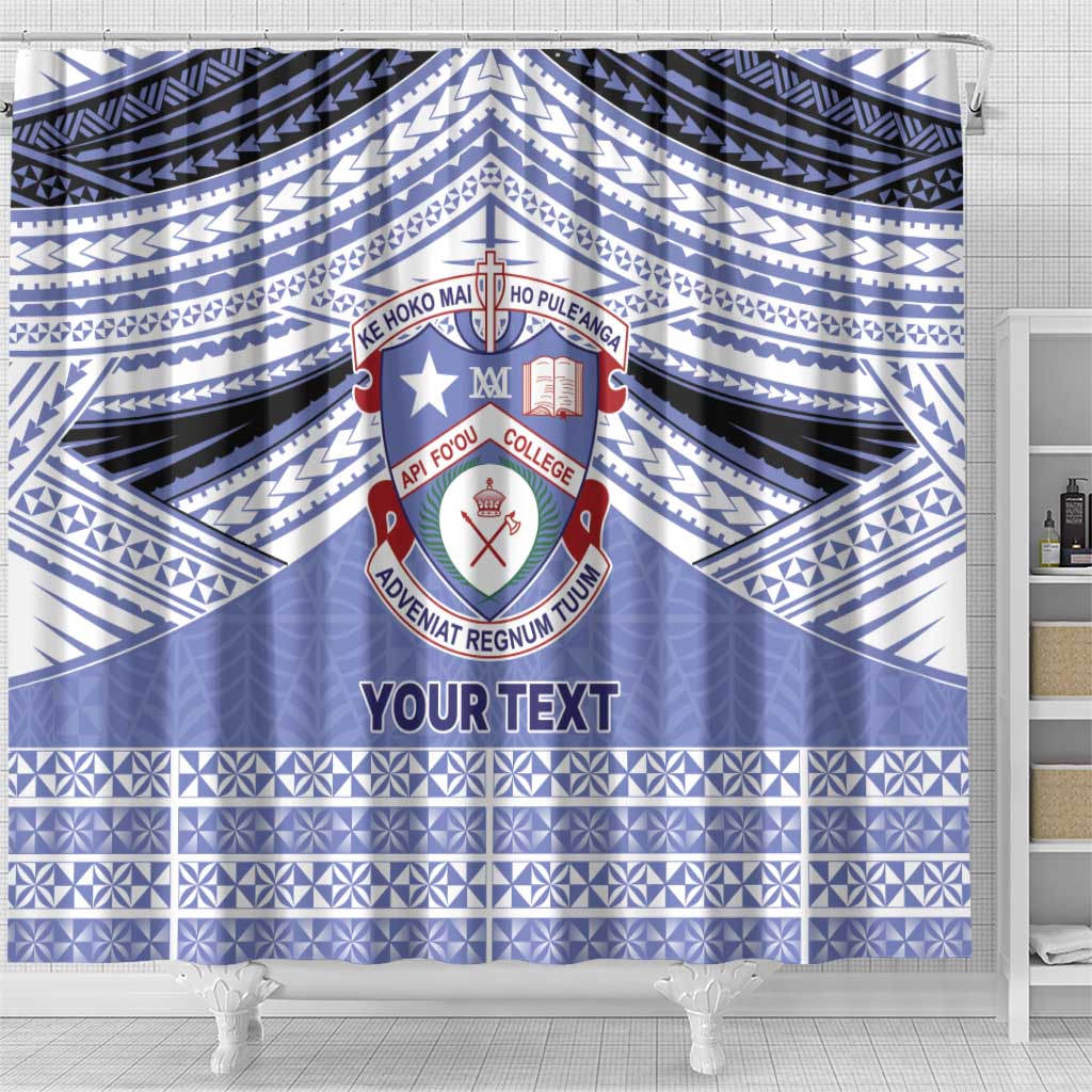Personalised Tonga Apifoou College Shower Curtain Polynesian Ngatu Tribal