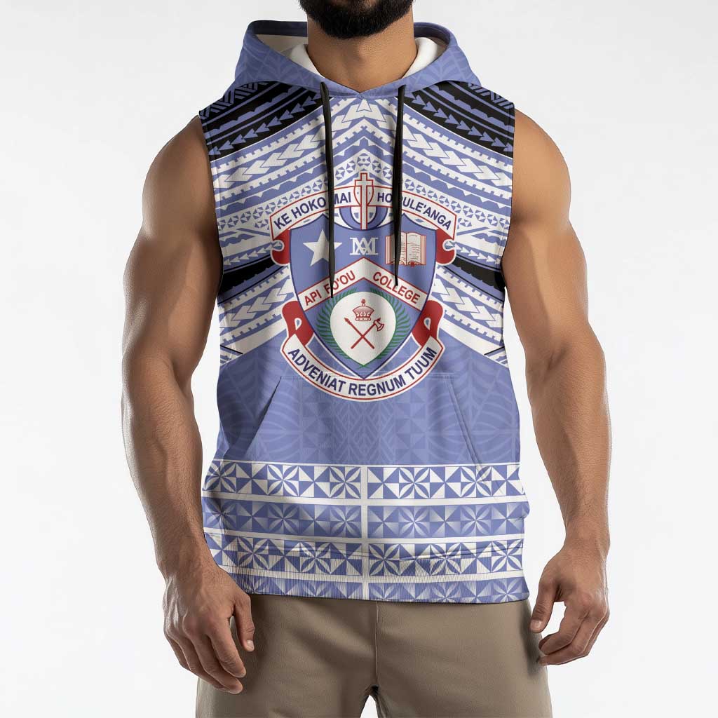 Personalised Tonga Apifoou College Sleeveless Hoodie Polynesian Ngatu Tribal - Polynesian Pride