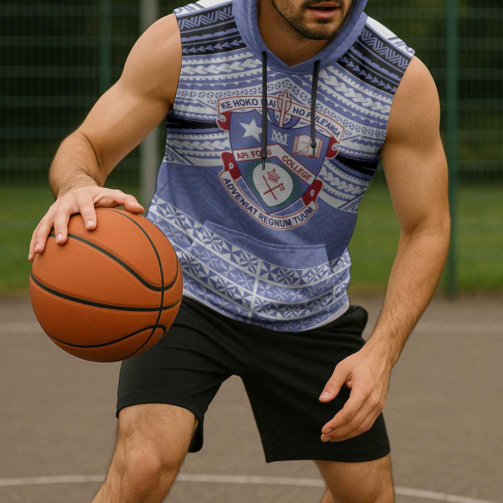 Personalised Tonga Apifoou College Sleeveless Hoodie Polynesian Ngatu Tribal - Polynesian Pride