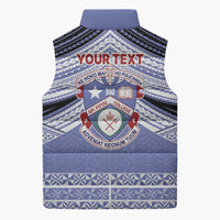 Personalised Tonga Apifoou College Sleeveless Puffer Jacket Polynesian Ngatu Tribal - Polynesian Pride