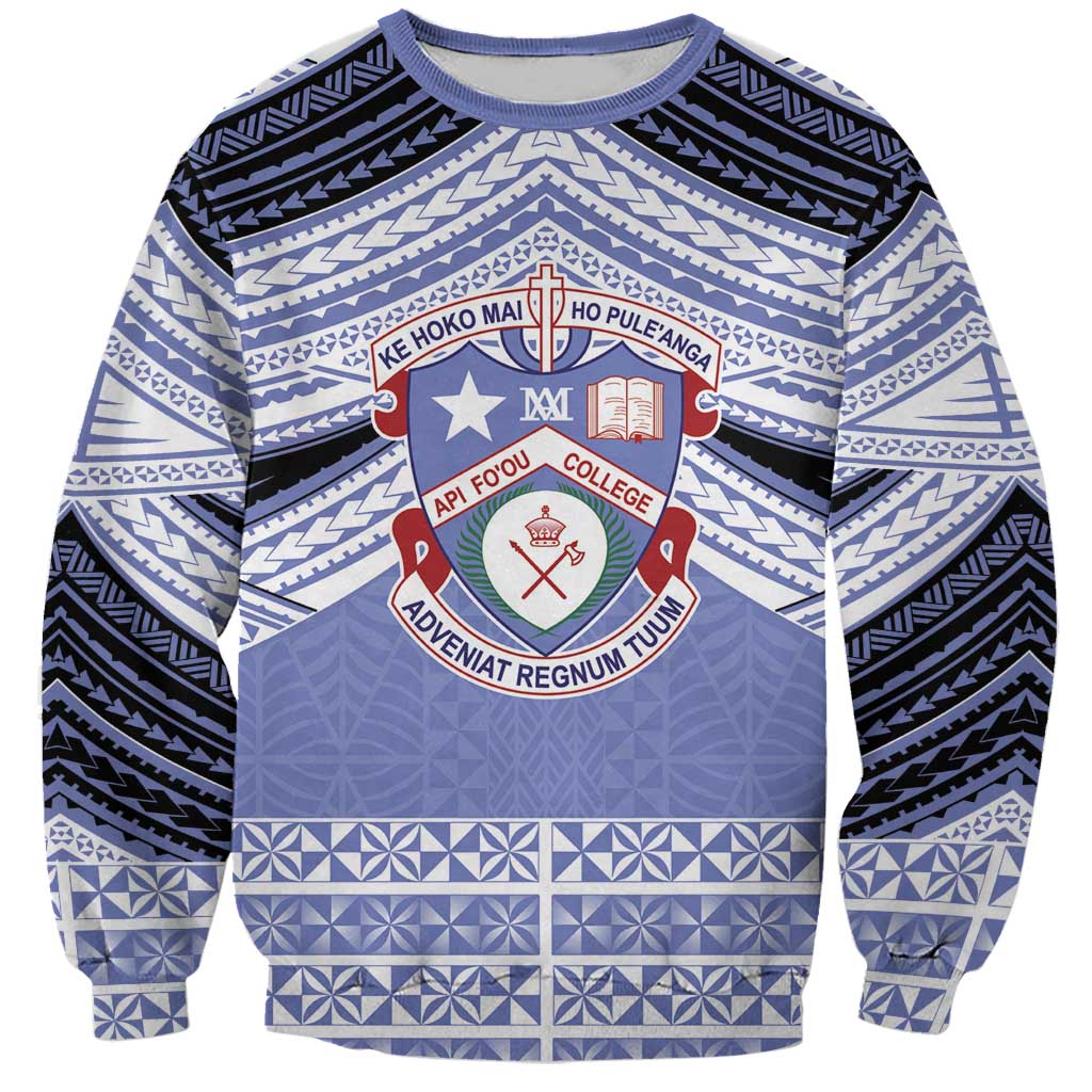 Personalised Tonga Apifoou College Sweatshirt Polynesian Ngatu Tribal