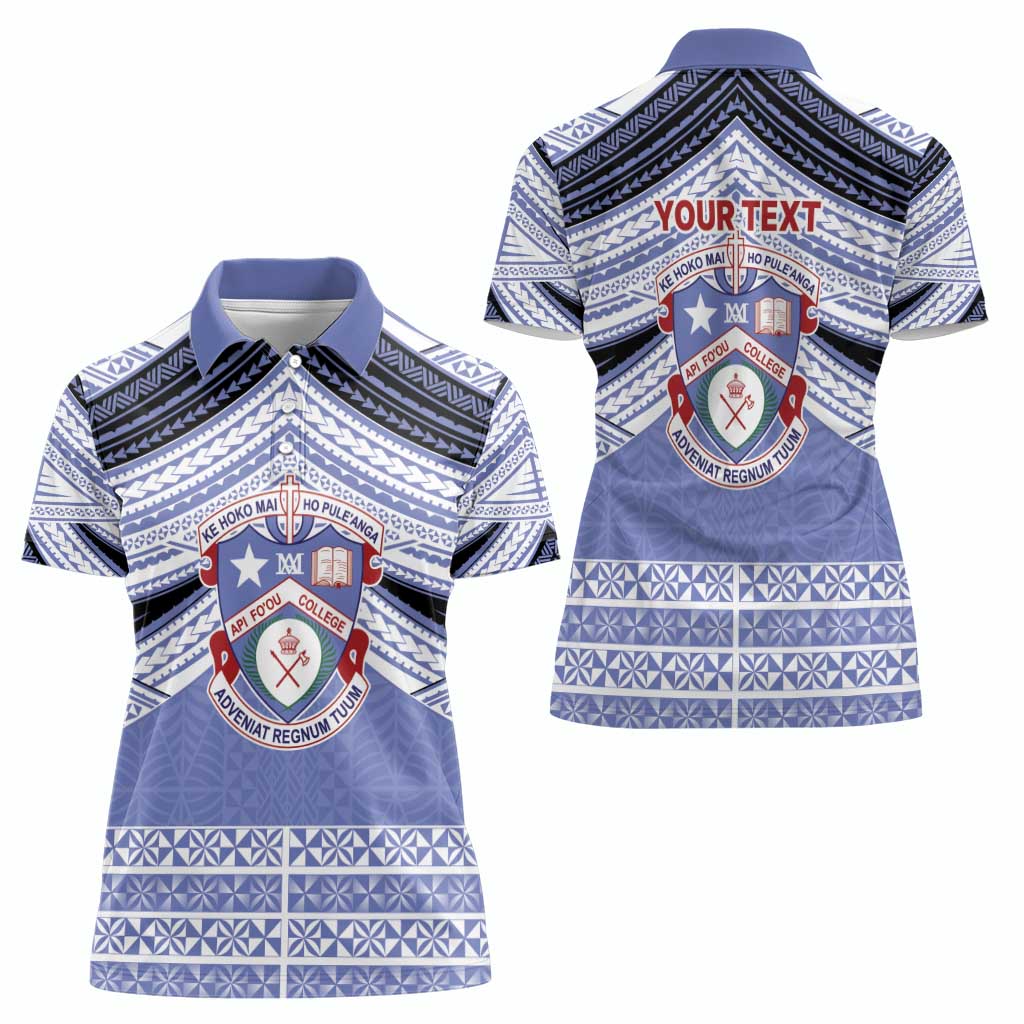 Personalised Tonga Apifoou College Women Polo Shirt Polynesian Ngatu Tribal