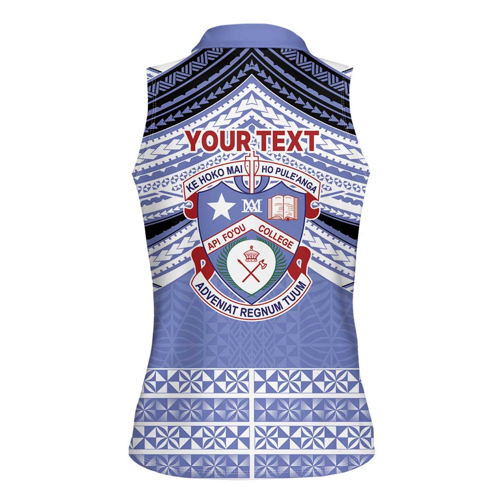 Personalised Tonga Apifoou College Women Sleeveless Polo Shirt Polynesian Ngatu Tribal