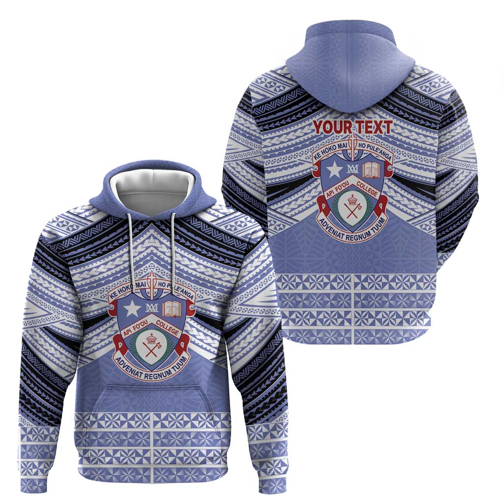 Personalised Tonga Apifoou College Zip Hoodie Polynesian Ngatu Tribal