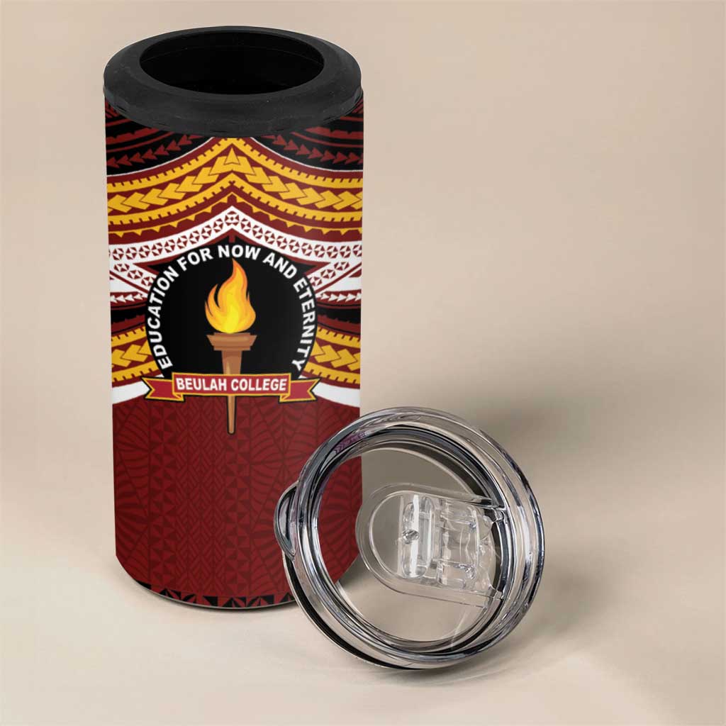 Personalised Tonga Beulah College 4 in 1 Can Cooler Tumbler Polynesian Ngatu Tribal